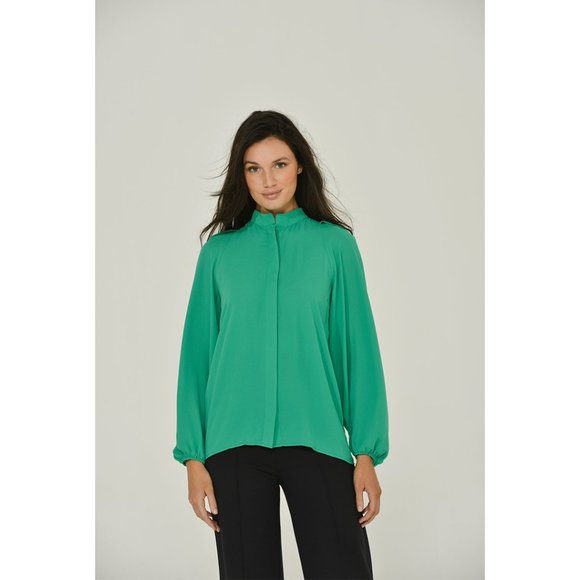 Long Sleeve Mandarin  Blouse w/ Removable Bow | Keyhole Blouse | NWT - Picture 8 of 8